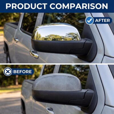 Chrome Side View Mirror Covers Caps Top Half Compatible with Chevrolet Silverado Tahoe Suburban Avalanche, GMC Sierra Yukon Cadillac Escalade 2007 2008 2009 2010 2011 2012 2013 2014 - Image 5