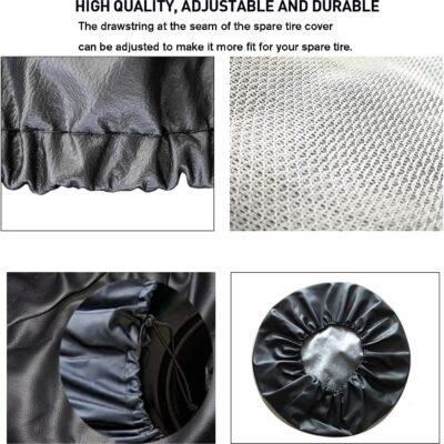 Spare Tire Cover Fit for Your SUV, Jeep, RV, Trailer, Truck, Waterproof Dust-Proof PVC Leather Tire Covers (14 inch for Diameter 23.62” - 27.16”) - Image 5