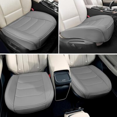 Car Seat Cover for Luxury & Comfort - PU Leather, Anti-Slip, Full Wrap Protection with Storage Pocket for Bottom Cushion - Universal Fit for 95% of Vehicles (Gray,1 Piece) - Image 2