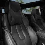 2 Pack Car Neck Pillow, Softness Leather Car Headrest Pillow, 100% Memory Foam and Breathable Removable Cover, Neck Support Head Pillow for Ergonomic Design (Black) - Image 2