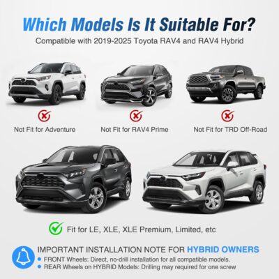Nilight Mud Flaps for Toyota RAV4 2019 2020 2021 2022 2023 2024 2025 2026, Easy Installation Precision Fit Exterior Accessories Heavy-Duty Splash Guards Protection, Front & Rear Set - Image 5