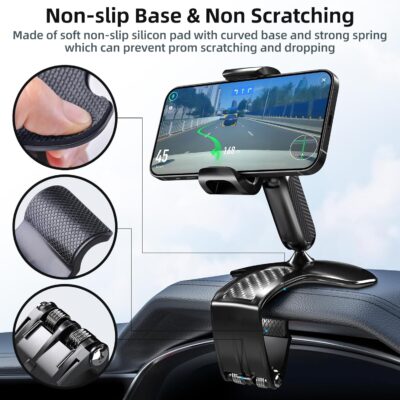 Universal 360 Dashboard Cell Phone Holder, Upgrade Clip Car Phone Holder Mount for Dashboard 360 Degree Rotation Dash Board Phone Mount Fit for iPhone,Samsung,Google,Nokia, 4 to 7" Smartphones - Image 7
