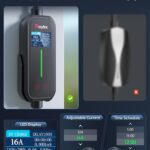 12A-16A Level 1&2 Charger for tesla Adjustable Current, Delay Charge & Smart Display NACS Mobile/Home Charger, 21ft Mobile Connector Cable for Model X/Y/3/S/Cybertruck, NEMA 6-20/5-15 Plug, 110-240V