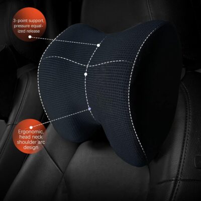 SPRFUFLY Make Relaxing Car Headrest Pillow, Car Pillow for Driving with Adjustable Strap, Breathable Removable Cover & Ergonomic Design - Softness Travel Car Neck Support Pillow(Black, 1PC) - Image 4