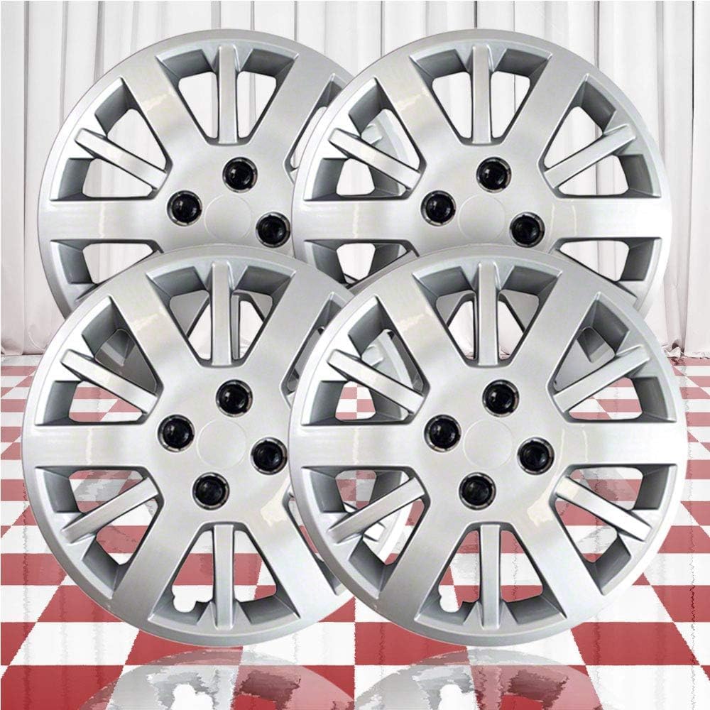 71obIBVfXfL._AC_SL1000_.jpg Set of 4 15" Screw-on Silver Hubcaps for Chevy Cobalt 2009-2010 - Image 1