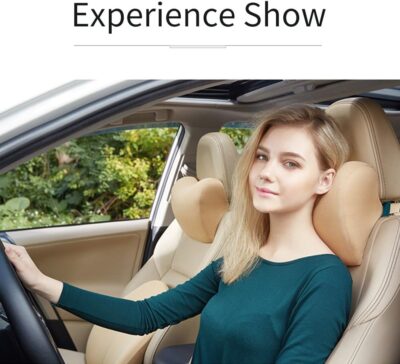 Car Neck Pillow - Memory Foam Cervical Relief Cushion, Headrest Support for Pain, Beige - Image 2