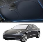 Tesla Windshield Sun Shade for Model 3 and Y - Size (56" x 36"), Premium 240T Reflective Sunshade, Heat Shield, UV Protection Foldable Front Window Sunshade with Storage Pouch Tesla Car Accessories