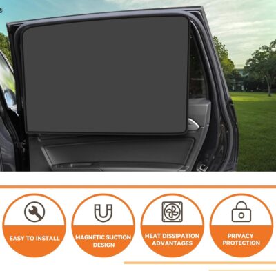 QUICTO Car Window Sun Shades, Universal Interior Accessories - Double-Sided Black (4pcs) - Image 4