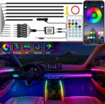 Interior Car LED Strip Lights, Acrylic LED Lights for Car with Dynamic Dreamcolor Chasing, Ambient Lighting Kits Music Sync Wireless APP and RF Remote Control (6 in 1)