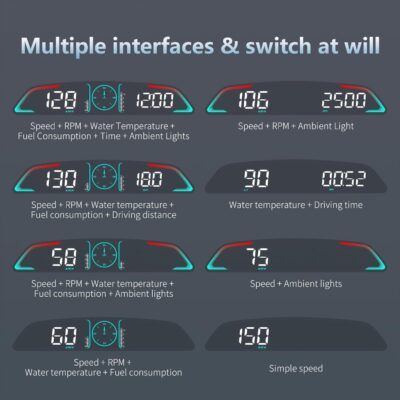 OBD2 Gauge Display,Head Up Display for Cars,Speedometer with Speed,Engine RPM,Clock,Overspeed Alarm,Water Temperature Alarm,Fatigue Driving Reminder,Fits Most Post-2008 Models - Image 5