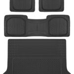 Motor Trend FlexTough™ Deep Dish Plus Rubber Car Floor Mats with Trunk Mat Cargo Liner, Front & Rear Combo Set fits Most Car SUV Van Coupe Sedan, Heavy Duty All Weather Trim to Fit