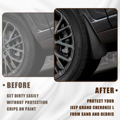 Muslogy for 2021-2025 2026 Grand Cherokee L 3Row Seat Mud Flaps Fender Mud Guard Front & Rear 4PCS Set No Drilling Required Compatible with Jeep Grand Cherokee L 2026 2025-2021 GCL Accessories - Image 4