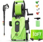 Pressure Cleaner 5000PSI Power Cleaners Powered with 33ft Pressure Hose, 4 Nozzle and Foam Cannon, powerCleaners for Home, Cars, Fences, Patio, Green