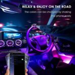 Interior LED Strip Light - 48 LED DIY 16 Million Colors, Microphone App Control, Smart Phone Music Sync RGB Under Dash Waterproof Lighting Kit with Car Charger, USB DC 12V - Image 6