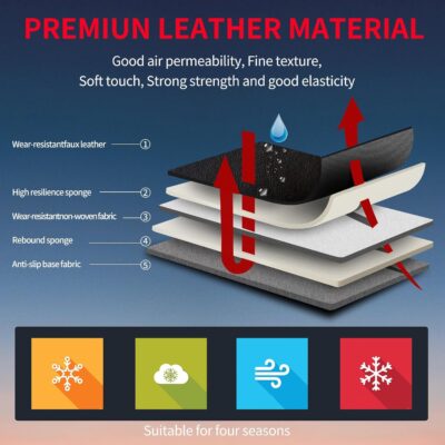 Fit Civic Car Seat Covers Compatible with Honda Civic 2022 2023 2024 2025 2026 Sport, Sport Touring, EX, EX-L, LX, Touring, Model-Full Coverage Breathable Leather (Full Set,Black) - Image 9