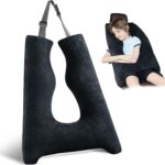 Car Pillow for Kids Travel Pillow with Adjustable Strap,Children Neck Pillow for Car Headrest to Support Head and Body Road Trip Essentials (Dark Black)