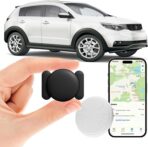 Tracker Device for Vehicles,Mini Hidden Car Tracker with Magnetic Case,No Monthly Fee Real Time GPS Car Tracker Works with Apple Find My (iOS Only) (Black,1PCS)