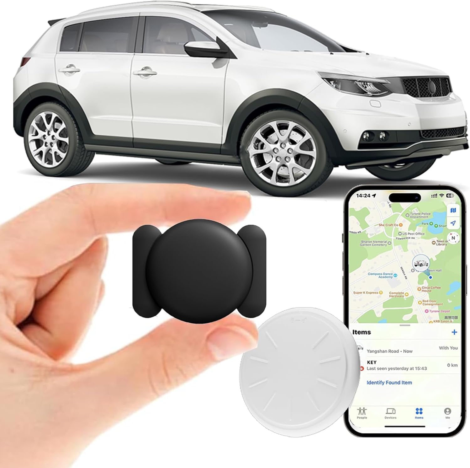 71olvJQDBAL._AC_SL1500_.jpg Tracker Device for Vehicles,Mini Hidden Car Tracker with Magnetic Case,No Monthly Fee Real Time GPS Car Tracker Works with Apple Find My (iOS Only) (Black,1PCS) - Image 1