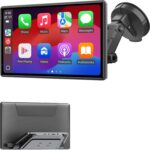Wireless CarPlay Screen for Car - Portable Dash 9" HD IPS Screen with Strongest Suction Mount, Android Auto, GPS Navigation, Bluetooth Handsfree, Airplay, MirrorCast, Fit Most Cars