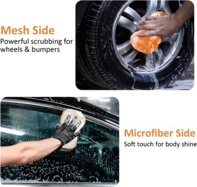 9Pcs Car Wash Detailing Kit Cleaning Kits,with Wash Mitt Wax Applicator Pad Tire Brush Sponge Microfiber Cleaning Cloths Glass Cleaning Cloth Car Cleaning Tools Kit for Interior, Exterior, Wheels - Image 4