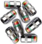 ANKI HAPPIGO 8Pcs 2.2Bar 32-to-35 PSI Car Tire Pressure Monitor Valve Stem Caps Sensor Indicator Easy to Read 3 Color Eye Alert