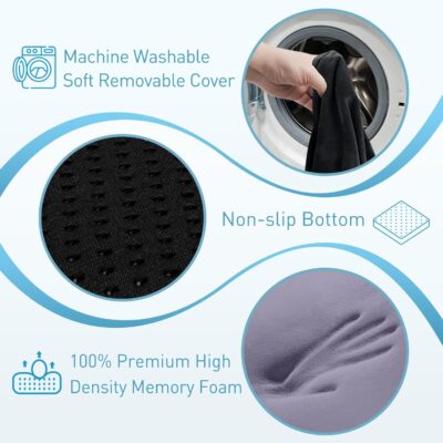 BlissTrends Seat Cushion,Thick Memory Foam Cushions for Office Chair, Car Seat, Airplane, Relieving Pressure Tailbone Sciatica Back Pain for Long Sitting Office Workers, Car Drivers 4.7in Thick Black - Image 3