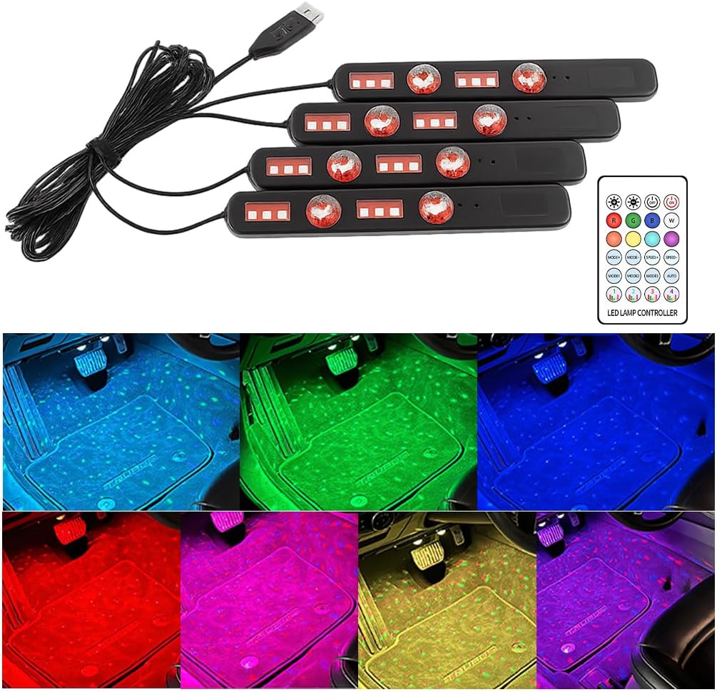 71ooDFVpvcL._AC_SL1200_.jpg Car Interior LED Light, 4 in 1 RGB Vehicle Underdash Ambient Lighting Kit with Music Sync & APP/Remote Control, USB Port Auto Inside Footwell Decoration Lamp, Universal Fit - Image 1