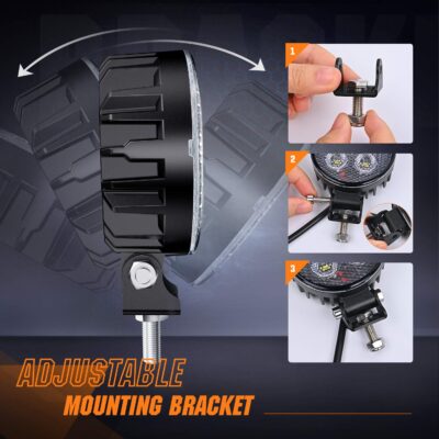 Nilight 2PCS 3Inch Led Pods Round 1500LM Built-in EMC Work Light 90° Flood Beam Angle for Offroad Lights Side Light Rear Back-Up Light for Tractor Truck Motorcycle Boat ATV UTV - Image 8