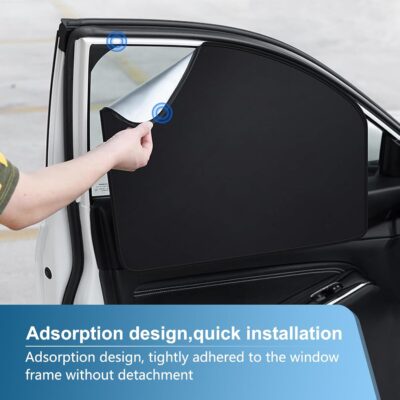 4 PCS Car Side Window Sun Shade, Keep Cool Privacy Protection Cover, Perfect Coverage Heat Shield for Front and Rear Windows, Universal for Cars Adsorption Installation Sun Shield (Silver) - Image 5