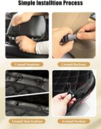 2 Pack Car Seat Covers with Storage Pocket & Pillow Cushion Front Seat Protector Front Seat Covers Breathable Soft Felt Cotton Non-Slip Auto Seat Cover Universal Fit for Most Car Truck SUV Van Black - Image 4