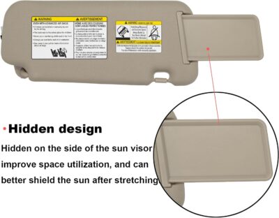NHILES Left Driver Side Sun Visor Fits for Nissan Murano 2009 2010 2011 2012 2013 2014 Replacement Sun Shade # 96401-1AA1B (Beige) - Image 3