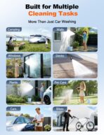 Cordless Pressure Washer, 1880 Max PSI 3.0 GPM Battery Powered Power Washer with Multi-Level Adjustment, 6-in-1 Nozzle & Foam Cannon, Portable Power Cleaner Kit with 32ft Hose for Car & Home - Image 9