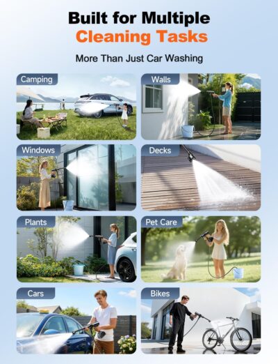 Cordless Pressure Washer, 1880 Max PSI 3.0 GPM Battery Powered Power Washer with Multi-Level Adjustment, 6-in-1 Nozzle & Foam Cannon, Portable Power Cleaner Kit with 32ft Hose for Car & Home - Image 9