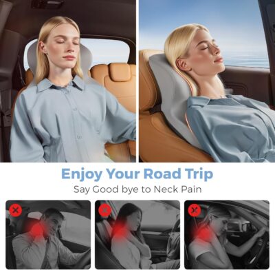 BEBAS Car Headrest Pillow, Ergonomic Neck Pillow with Memory Foam, Enlarged Surface for Head Neck Shoulder Support, Breathable Removeable Car Seat Pillow for Pain Relief(Gray, 1 Pack) - Image 5
