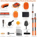 21Pcs Car Wash Kit with 60" Heavy-Duty Extension Pole, Soft Car Wash Brush, Wheel & Tire Brush, Scratch-Free Car Mop Mitt & Window Squeegee, Detailing Tool for Car Exterior & Interior Cleaning - Image 8