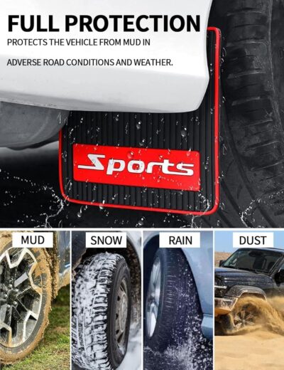 Universal Mud Flaps for Cars & Sedans - 4PCS Short (10.6"x9") Classic Splash Guards, Drill-Mount Installation with Tools & Screws - Image 2