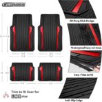CAR PASS Heavy Duty Rubber Car Mats Metallic, Aluminum Film All Weather Floor Mats Waterproof Universal Trim to Fit Automotive SUV Sedan Van 4 Piece Anodized Deep Dish Two-Tone Sporty Black Red Chrome - Image 4