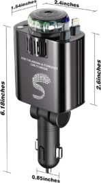 Retractable Car Charger USB C Fast Charging 120W, Car Accessories Cigarette Lighter Adapter with Aromatherapy Starlight, Car Charger iPhone16 15 14 13 12 11 Essentials Gifts for Traveler, Men, Women - Image 9