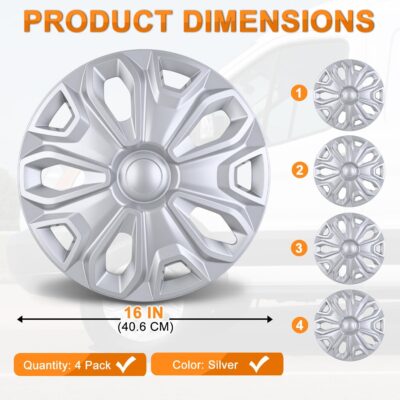 Nilight Wheel Cover Hubcaps 16 Inch for Ford Transit 150 250 350 350HD 2015 16 17 18 19 20 21 22 23 24 2025 Steel Wheel with 5 Lug 16 Hub Caps Set of 4 Rim Protector Wheel Covers Replacement, Silver - Image 3