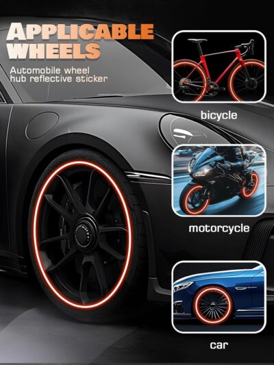 20PCS Car Wheel Reflective Decorative Strip,Night Safety Warning Stickers,Cars,Motorcycles,Bicycles are Applicable, Colorful and Diverse, a Street The Most Beautiful Car (Red) - Image 6