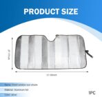 Shakas Car Windshield Sun Shade, Thickened Bubble Heat-insulation Cooling Board, Foldable Interior Anti-aging Protection Sunproof Cover, for Cars Suction Cup installation Privacy Cover (Silver) - Image 2