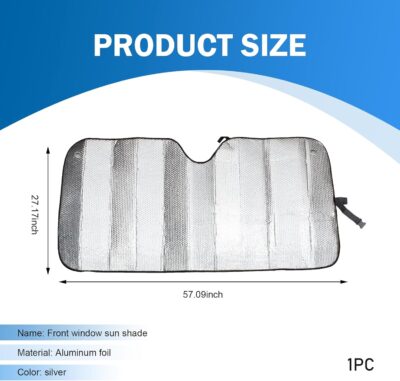 Shakas Car Windshield Sun Shade, Thickened Bubble Heat-insulation Cooling Board, Foldable Interior Anti-aging Protection Sunproof Cover, for Cars Suction Cup installation Privacy Cover (Silver) - Image 2
