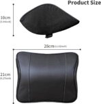 Quintor Genuine Leather Car Neck Pillow,Memory Foam Headrest Cushion, Ergonomic Cervical Support for Tesla Model 3/Y/X, Lexus, BMW- Breathable & All-Season Soft (2 PC) - Image 2
