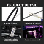 Interior Car Ambient Lighting Kit, 43.3 Inches RGB USB LED Ultrathin Acrylic Strip Lights Neon Accessories for Cars Truck SUV Center Console Dashboard with APP&Remote Control - Image 7