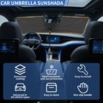 Satol Car Umbrella Windshield Sun Shade - 55"x31" (140x79cm) Universal Car Sunshade Umbrella with 10-Rib Frame | Heat Shield & UV Protection | Fits Sedan, SUV, Truck | Includes Storage Pouch - Image 2