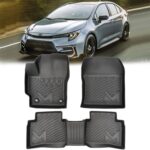 TPE Automotive Floor Mats Custom for 2020-2025 Toyota Corolla(Include Hybrid Exclude Hatchback), All Weather Cover Protection Waterproof Black Floor Liner Front & Rear Row Full Set Car Mats, 3PCS