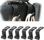 6 Pack Car Seat Headrest Hook Hanger Storage Organizer Universal For Handbag Purse fit Universal Vehicle Car(Black)