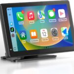 7” Portable Wireless CarPlay Touch Screen, Plug & Play CarPlay Screen for Car, Apple CarPlay & Android Auto, 1080P Backup Camera, Voice Control, Bluetooth, GPS Navigation, No Installation