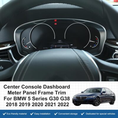 Center Console Dashboard Meter Panel Frame Trim Compatible with BMW 5 Series G30 G38 2018-2022,Car Dash Instrument Panel Speedometer Frame Molding Cover Trim Accessories (ABS Chrome) - Image 6