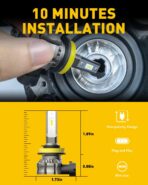 AUXITO H11/H8/H16 LED Fog Light Bulbs or DRL, 6000 Lumens 6500K Cool White Light, 300% Brightness, CSP LED Chips Fog Lamps Replacement for Cars, Play and Plug (Pack of 2) - Image 5